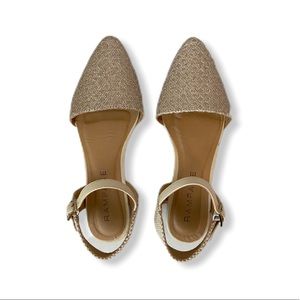 Rampage Gold and Beige Buckle Strap Flats - Size 7